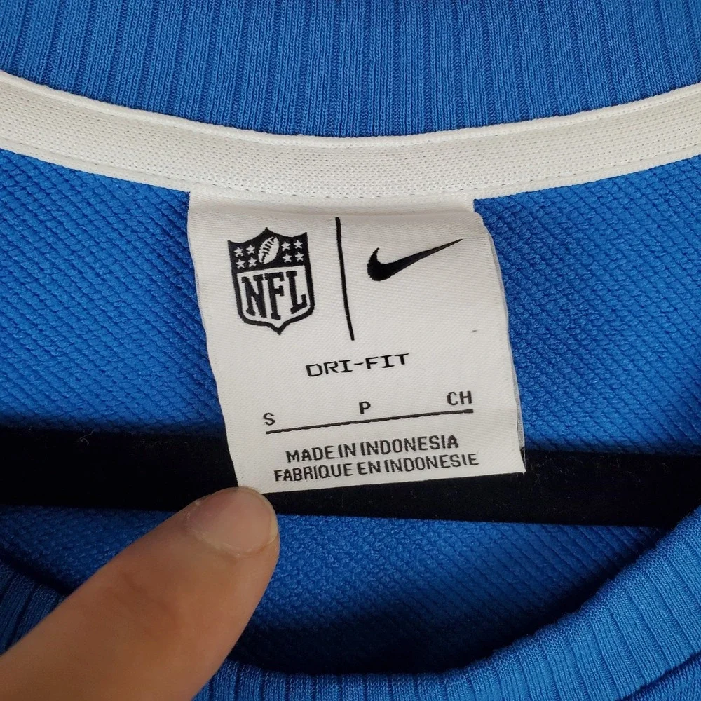 Nike Mens Sweatshirt Sz Small Blue Dri-Fit Detroit Lions Long Sleeve Pullover